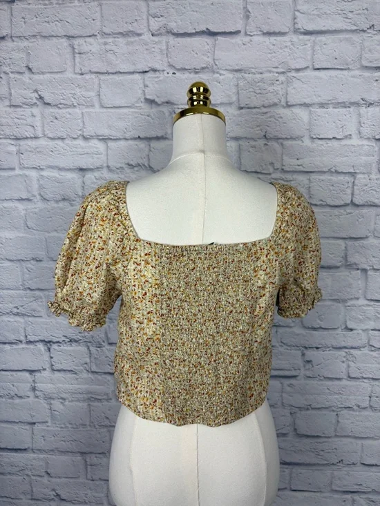 Madewell Hopewell Cottage Garden Puff Sleeve Crop Top in Sunfaded Sage size M - Picture 7 of 9